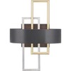 Progress Lighting Adagio 2-Light Wall Sconce, Black, Geometric Pattern, Steel, Damp Rated, Brushed Silver and Brass Accents - 4 of 4