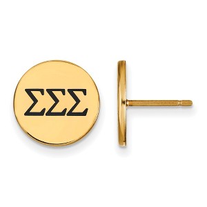 Black Bow Jewelry 14k Yellow Gold Plated Sterling Silver Sigma Sigma Sigma Greek Life Stud Earring - 1 of 3