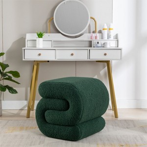 Ottoman Stool Footrest Modern S-Shape Makeup Stool, Upholstered Extra Seating For Living Room,Bedroom,Entryway-Maison Boucle - 1 of 4