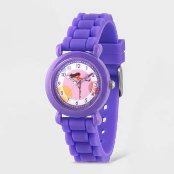 Girls' Disney The Incredibles 2 Violet Parr Purple Plastic Time Teacher Watch - Purple
