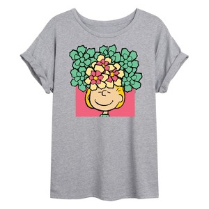 Women's - Peanuts - Sally Flowers Oversized Graphic T-Shirt - 1 of 4