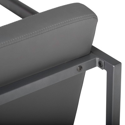 Gray Leather and Metal Mid-Century Modern Accent Chair