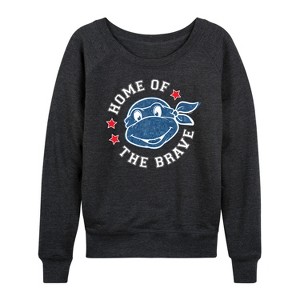 Women's - Teenage Mutant Ninja Turtles - Born Raised USA Lightweight French Terry Wide Neck Long Sleeve Shirt - 1 of 4