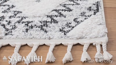 Ivory Diamond Braided Edge Shag Rug 4' x 6' - Handmade Synthetic