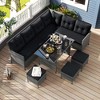 Costway 7 PCS Patio Dining Furniture Set PE Rattan Sectional Sofa Set with Soft Cushions White/Black/Blue/Gray - 4 of 4