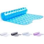 TranquilBeauty 40" x 16" Blue Extra Long Non-Slip Bath Mats with Suction Cups for Elderly & Children