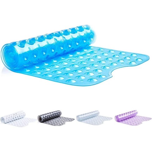 TranquilBeauty 40 x 16 Blue Extra Long Non-Slip Bath Mats with Suction  Cups for Elderly & Children