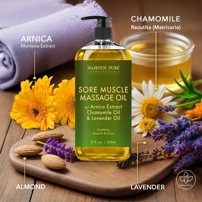 Majestic Pure 8 oz Arnica Lavender Chamomile Massage Oil