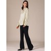 INSPIRE CHIC Women's Satin V Neck Keyhole Long Sleeves Elegant Blouse - 3 of 4