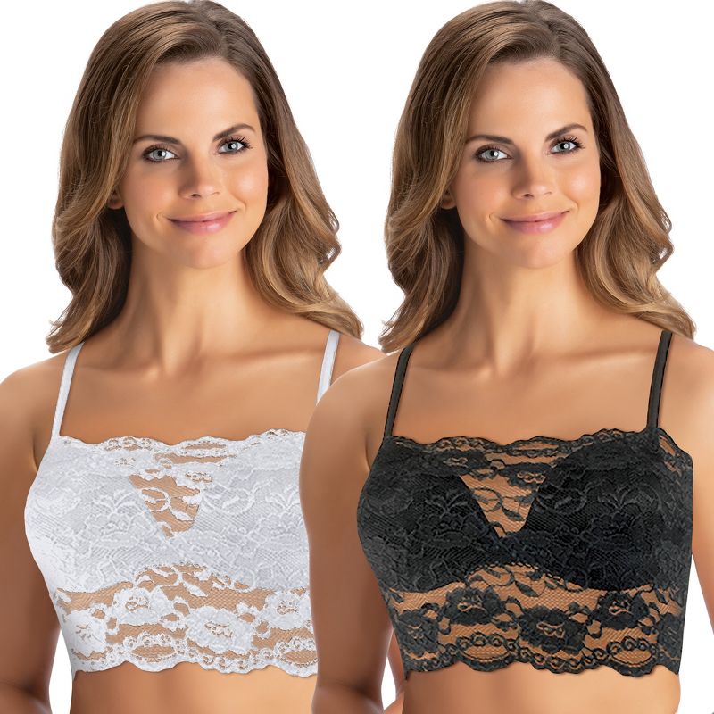 Collections Etc Braza Stretchy Lace Bandeau Cover Up Everyday Bra One Size Black, 2 of 8
