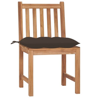vidaXL Extra-Heavy, Fine Sanded Teak Hard Wood Patio Chairs with Cushions - Weather-Resistant Outdoor Seating with Water-Base Finish - Taupe