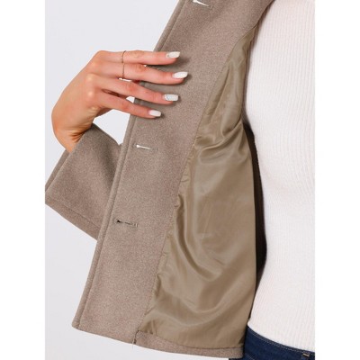 Allegra K Women's Turn Down Collar Long Sleeve Single Breasted Winter Pea Coat X-Large Dark Beige — фото 5