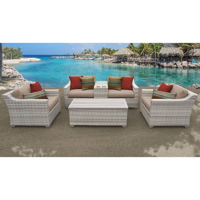 Fairmont 6pc Patio Seating Set with Cushions - Wheat - TK Classics