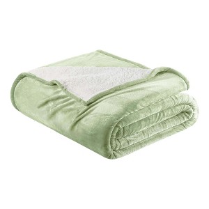 Velvet Plush Blanket with Faux Shearling Reverse - Great Bay Home - 1 of 4