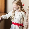 Hope & Henry Girls' Organic Embroidered Skater Sweater Dress with Bow, Ivory with Red Flowers, 5 - 3 of 4