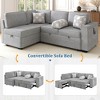 Whisen Chenille Sectional Sofa Bed, Dual Pull-Out Sleepers, Flip-Top Table, USB Ports, Cup Holder & Storage - 3 of 4