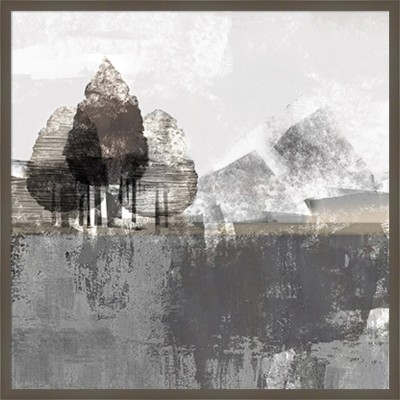 Textured Landscape Abstract Gray Framed Wall Art Print