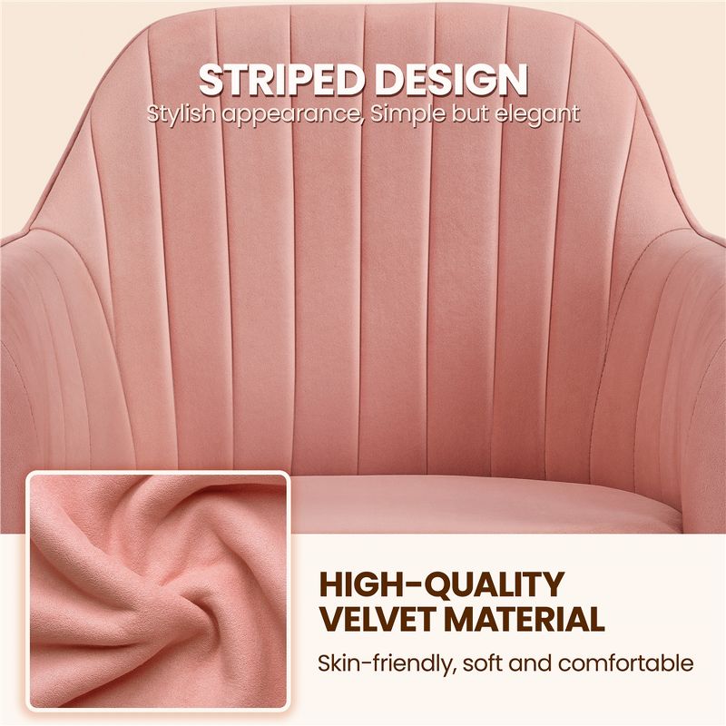 Yaheetech Modern Velvet Desk Chair Soft Height-Adjustable 360°Swivel Computer Chair, 6 of 16