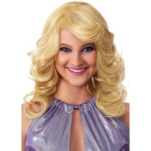 HalloweenCostumes.com One Size Fits Most Women Blonde Women's 1970s Feathered Wig, Yellow - 1 of 2
