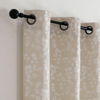 Kate Aurora 2 Piece Pastel Florinda Floral Grommet Top Window Curtain Panels - 84 in. Long