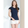 Allegra K Women's Ruffle Sleeve Tie Neck Button Front Flounce Neck Cotton Work Blouse - 3 of 4