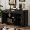 FUFU&GAGA Black Sideboard Storage Cabinet Buffet with Geometric Doors & Gold Accents - Multi - Room Storage for Living/Dining Spaces - 2 of 4