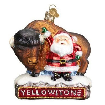 Old World Christmas Glass Blown Ornament, Santa with Bison