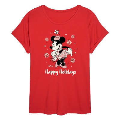 Women's - Disney - Minnie Happy Holidays Oversized Graphic T-Shirt