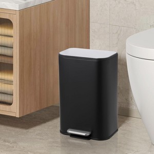 Gallon Bathroom Trash Can with Lid, Stainless Steel Garbage Can with Foot Pedal & Removable Inner Bucket, Rectangular Small Step Waste Bin for Kitchen - 1 of 4