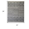 HomeRoots 2' X 3' Gray and Ivory Geometric Hand Knotted Area Rug - 3 of 4