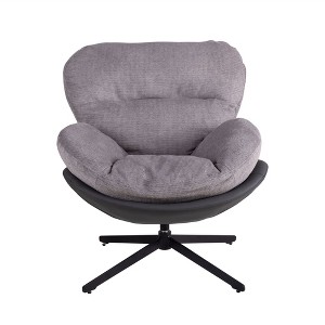 Maliang 360¡ã Swivel Office Chair, Modern Chenille Chair with Faux Leather and Black Metal Base Frame, for Small Spaces - 1 of 4