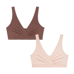 Motherhood Maternity Women's Maternity Cotton Wrap Front Nursing Sleep Bralette, 2-Pack - 1 of 2