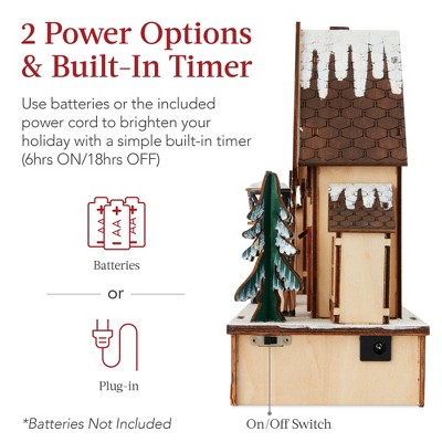 The Holiday Aisle® Pre-Lit Wooden Christmas Village, Winter Mantel Decor, Traditional Holiday Decoration For Home, Living Room, Entryway W/LED Lights, Plug-In/Battery-Powered W/Timer