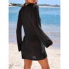 Womens Crochet Cover Ups Knit Hollow Out Long Sleeve Dress Swimsuit Bathing Suit Coverup for Beach Pool - 3 of 3