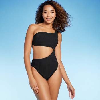 Women's Textured Gingham Ruched Full Coverage One Piece Swimsuit - Kona  Sol™ Black