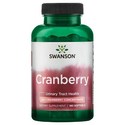 Swanson Cranberry - Supports Urinary Tract Health, Bladder Control, and Promotes Healthy Kidney Function - Cranberry Supplement Made with 20:1 Cranberry Juice Concentrate - (180 Softgels)