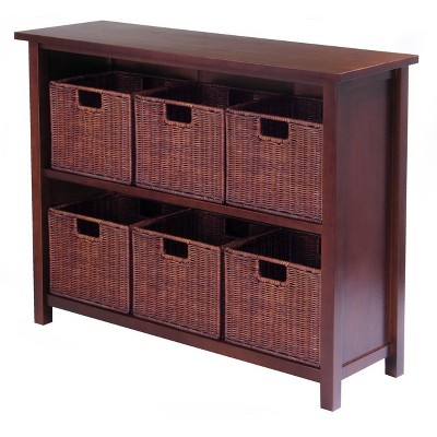 30" 7pc Milan Storage Shelf with Baskets Walnut - Winsome