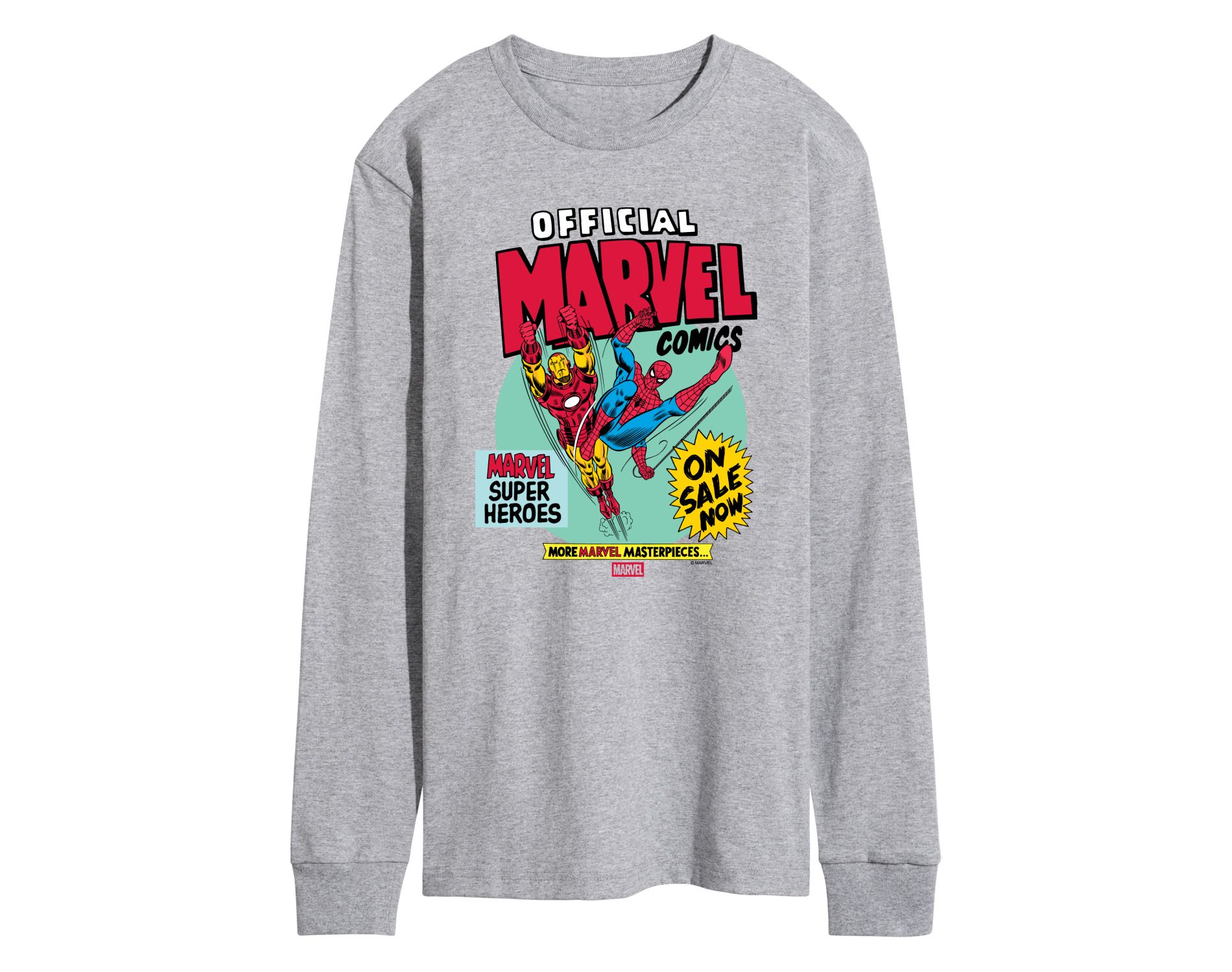 Men's Marvel Heroes Spider-Man Iron Man Long Sleeve Graphic T-Shirt - Athletic Heather - 3 X-Large