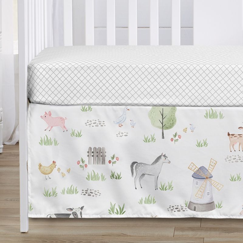 Sweet Jojo Designs Gender Neutral Unisex Baby Crib Bedding Set - Farm Animals Grey Blue Red Green 5pc, 4 of 7