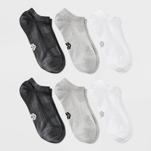 Women's Lightweight Lattice 6pk Low Cut Socks - All In Motion™ White/Gray/Black 4-10: Arch Support, Reinforced Heel & Toe - 1 of 3