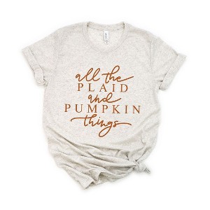 Simply Sage Market Women's All The Plaid and Pumpkin Things Short Sleeve Graphic Tee - 1 of 4