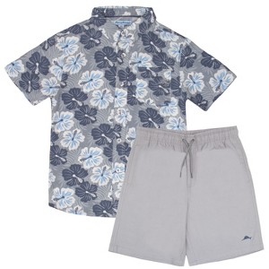 Tommy Bahama Big Boys Button Down Short Sleeve Hawaiian Elastic Woven Shirt and Short Set - 1 of 3