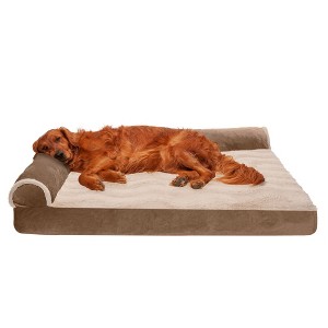 FurHaven Wave Fur & Velvet Deluxe Chaise Lounge Cooling Gel Foam Sofa-Style Dog Bed - 1 of 3