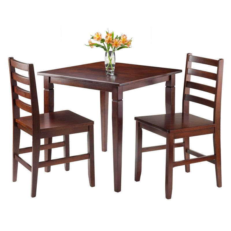 3pc Kingsgate Dining Table with 2 Hamilton Ladder Back Chairs Wood/Brown - Winsome, 3 of 8