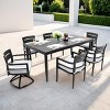 7-Piece Aluminum Patio Dining Set, 71" Sintered Stone Top Rectangular Table and 4 Armchairs & 2 Swivel Rockers with Sunbrella Cushions – Cuddlewood - 2 of 4