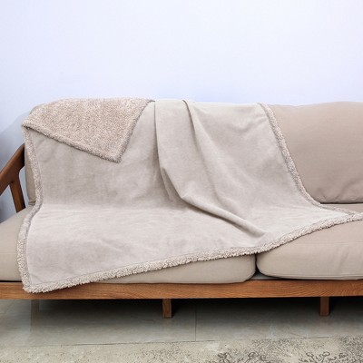 Catalonia Reversible Waterproof Fleece Sherpa Throw Blanket, 50x60 inch