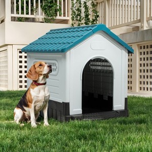 33in x 27in Outdoor Dog House Foldable Pet Shelter Portable Medium Cages All Weather - 1 of 4