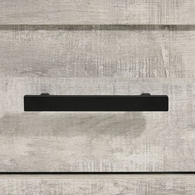 Ash White 5-Drawer Chest with Black Pulls