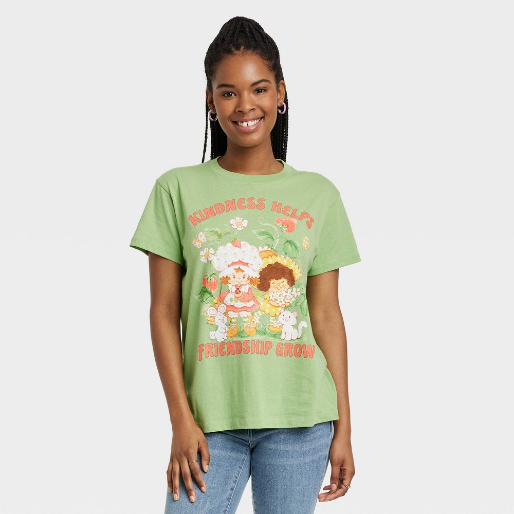 Women's Strawberry Shortcake Kindness Short Sleeve Graphic T-Shirt - Green XS