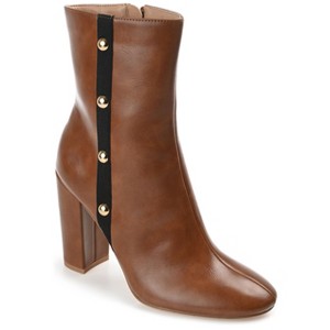 Journee Collection Womens Gaibriel Round Toe Block Heel High Ankle Booties Cognac 7.5 - 1 of 4